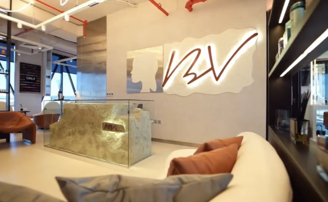 BV Beauty Venue reception with signature logo wall